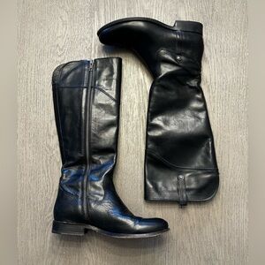 Frye Melissa Button Zip Tall Riding Boots Black Leather Size 7B